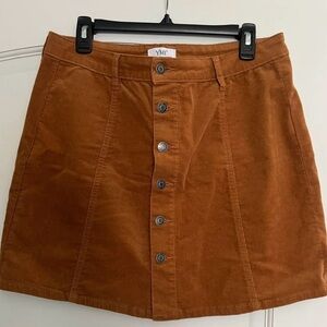 Corduroy Tan Button-Front Skirt
